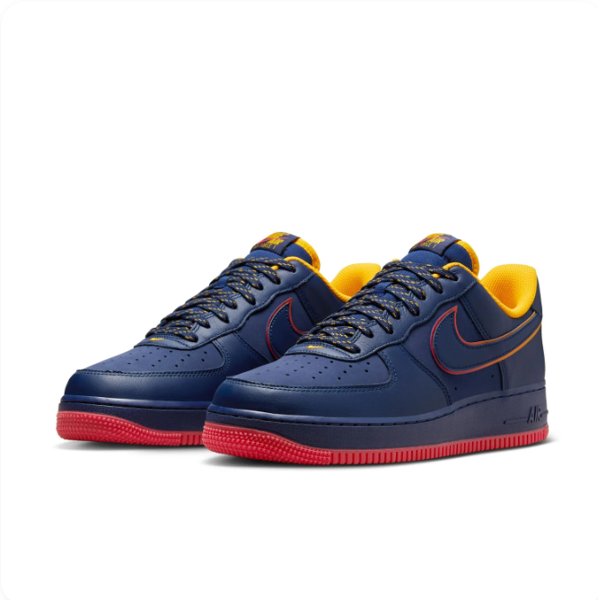 Nike Air Force 1 '07 LV8 Navy Blue, Red & Gold Sneakers