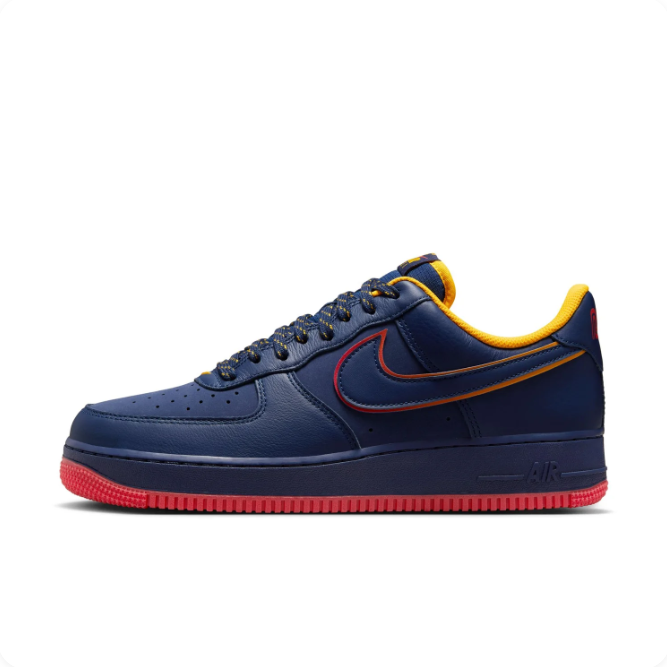 Nike Air Force 1 '07 LV8 Navy Blue, Red & Gold Sneakers