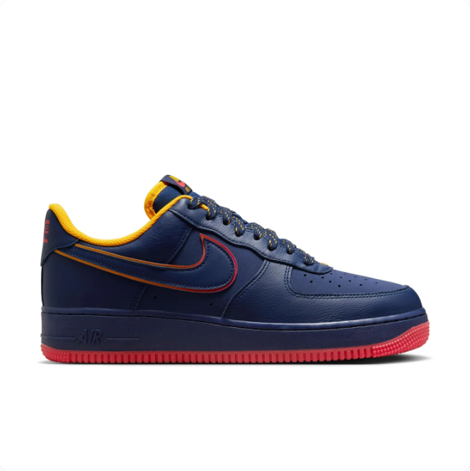 Nike Air Force 1 '07 LV8 Navy Blue, Red & Gold Sneakers